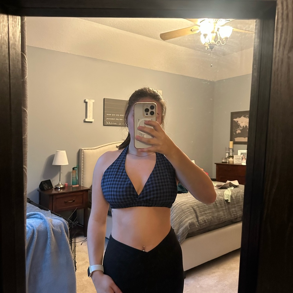 Stylish Black and Blue Halter Top